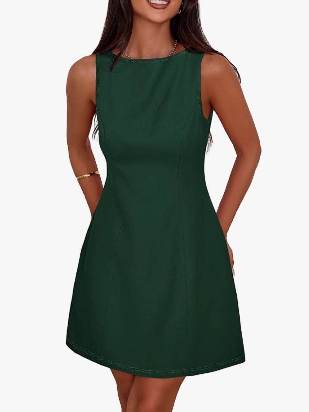 NWOT Classic Sleeveless A-Line Dress in Dark Green - size XXL